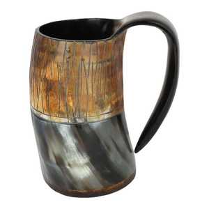 Taza de cuerno para beber tallada vikinga Natural hecha a mano personalizada estilo religioso para restaurantes de Hotel en casa - Product Image 1