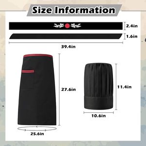 <b>Men</b> Chef Uniform Set With <b>White</b> <b>Jacket</b> Black Apron Hat And Neck Tie Work Fashion Uniform Cotton Material Comfortable Design - Product Image 3