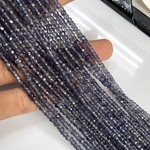 Cuentas de forma Rondelle facetadas de iolita natural, cuentas de piedras preciosas al por mayor para la fabricación de joyas - Product Image 2