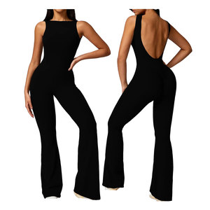 Custom Gym Wear for Women Solid Style Streetwear <b>Bodysuit</b> One Piece Jumpsuit Backless Design for Yoga Workout <b>Tummy</b> <b>Control</b> - Product Image 2