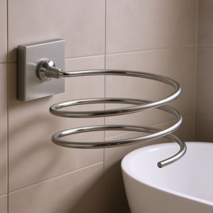 Support mural pour sèche-cheveux FUJI en argent brossé FJ55 38, articles de salle de bain et toilettes, dimensions 10,4x13,8x8,1cm - Product Image 3