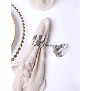 Porte-serviettes argenté pour table de fête de mariage Rond de serviette en métal décoratif de qualité supérieure pour la célébration de mariage - Product Image 1