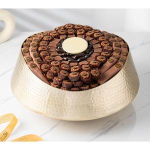 Modern Round Chocolate Serving Bowl Handcrafted Hammered Gold Metal Chocolate Bowl Dessert Display <b>Sweets</b> Server Dish - Product Image 2