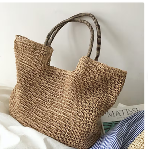 Bolsa de Playa de Estilo Vacacional a la Moda, Bolsas de Paja Elegantes Multicolores Personalizadas para Damas - Product Image 3