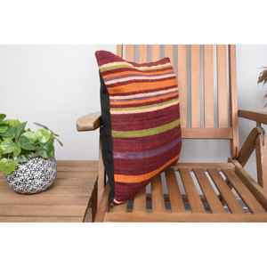 Multicolor Kilim Wool Rug <b>18x18</b> Inch Subtle Vintage Striped Pillow Woven Technique - Product Image 2