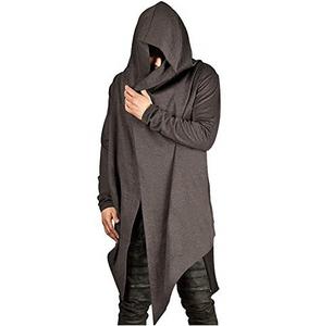 Cárdigan de lana lavado con ácido con capucha 100% algodón invierno a prueba de viento transpirable de talla grande con capucha alargada Allover patrón bueno - Product Image 3