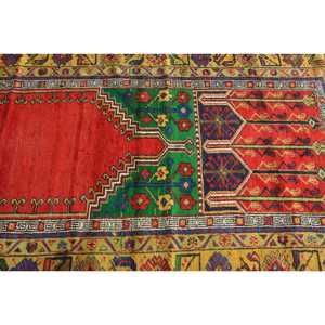 Turkish 4.6x7.6 ft Rug, Vintage Rug, <b>Red</b> Floral <b>Wool</b> Rug - Product Image 5