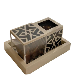 Prêt à expédier MULTI CRAFT Plateau en nacre incrustée Brûleur d'encens Bakhoor Mabkhara avec coffret de rangement Décoration d'intérieur - Product Image 4