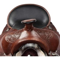 Selle de cheval durable en bois pour le travail quotidien à la ferme, entraînement professionnel, avec siège large, design en cuir véritable de style western