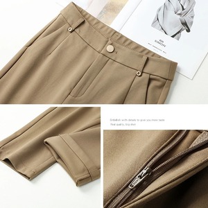 Pantalones de Lona Elásticos para Mujer 2025, Color Caqui, Negro y Azul Marino, Cintura Elástica, Moda Casual, Transpirables, Cintura Media, Rectos, Verano - Product Image 2