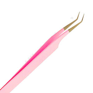 Pince à cils professionnelle forte botte pince à cils enduite de couleur rose acier inoxydable nouvelle pince à cils 2025 Volume - Product Image 4