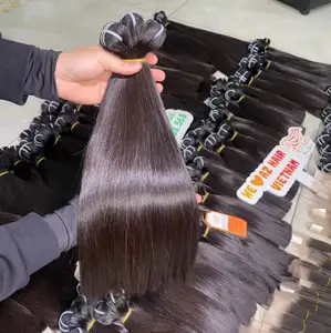 Perucas retas de osso, extensões de cabelo humano cru, cabelo vietnamita 100% humano, cabelo virgem cru puro não processado