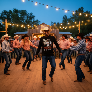 Camiseta de manga larga para fans de Cowgirl, con estampado de botas en el suelo, camiseta promocional de Linedance - Product Image 3