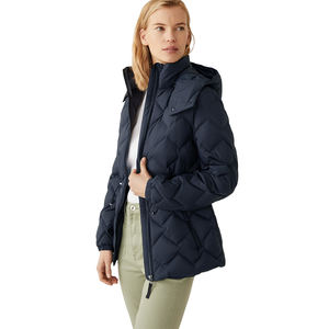 Vente chaude Solide Bleu Couleur Doudoune pour Femmes Respirant Polyester Tissu Coton Remplissage Amovible À Capuche Bulle Veste - Product Image 2