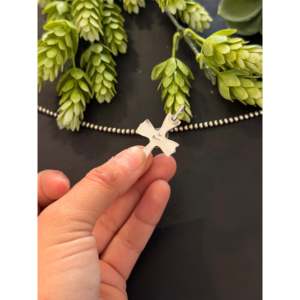 Pendentif croix Navajo fait main en opale bleue et argent sterling, symbole religieux chrétien avec incrustation sertie clos - Product Image 4
