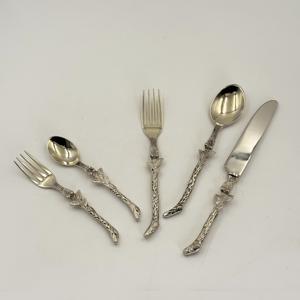 Juego de Cubiertos de Acero Inoxidable con Mango de Hoja de Latón, Pulido Espejo, para Hotel, Restaurante, Boda, Viajes, Camping - Product Image 5