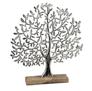 Luxury Design Chrome Color Metal <b>Tree</b> Shaped With Mango Wooden Base With Sizes of W 33cm H 38cm - Product Image 1