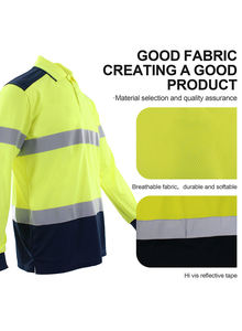 Chaleco de Seguridad Amarillo de Malla Transpirable de Manga Larga 100% Poliéster, Camiseta Polo Reflectante de Alta Visibilidad para Hombre - Product Image 3