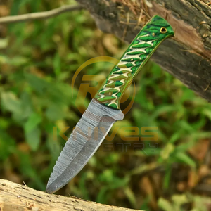 มีดทำมือปรับแต่งได้ตามต้องการ ทำจากเหล็กดามัสกัส สำหรับล่าสัตว์และตั้งแคมป์ ด้ามไม้ พร้อมปลอกหนังสำหรับกิจกรรมกลางแจ้ง รับผลิตแบบ OEM รับประกัน 3 ปี - Product Image 5