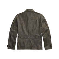 Manteau d'hiver pour homme en cuir de vachette indigo de haute qualité, vintage, teint à la main, gaufré, long, avec doublure à carreaux et boutons en corne, personnalisable
