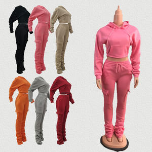 ชุดเสื้อฮู้ดลำลองสำหรับผู้หญิงเสื้อครอปมีฮู้ดลำลองไซส์ใหญ่พิเศษสำหรับฤดูหนาว - Product Image 3