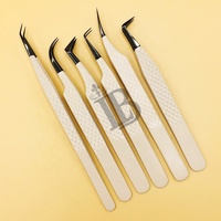 Pinças Peach TWEEZERS para Extensão de Cílios de Mink em Aço Inoxidável com Logotipo, Pinças Bege Sustentáveis com Logotipo