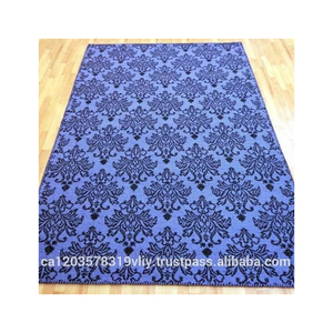 Tapis en laine indienne Dhurrie bleu saphir faits à la main de meilleure qualité tissage plat pour la prière et la décoration intérieure dans les chambres et les cuisines - Product Image 1