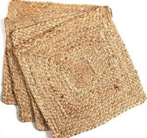 Mantel individual redondeado de escudero de yute para fiestas y otras funciones Diseño de alfombrilla y almohadilla decorativa para vajilla - Product Image 1
