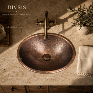 Lavabo de Cobre Hecho a Mano, Lavabo Individual Redondo, Diseño Moderno, Superficie Pulida, Fácil de Limpiar, Lavabo para Baño - Product Image 5