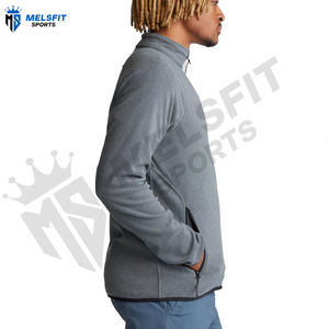 Chaqueta de Forro Polar Sherpa de Diseño Personalizado, Color Sólido, Cierre de Cremallera, Cortavientos, Transpirable, Ecológica, Holgada y Larga para Hombre - Product Image 4