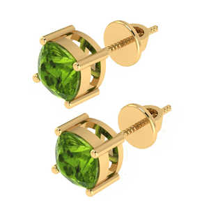 <b>Gold</b>-Plated Sterling Silver Cushion-Shaped <b>Peridot</b> Gemstone (August Birthstone) Stud <b>Earrings</b> Multiple <b>Gold</b> Plating Options - Product Image 4