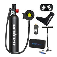 Équipement de Plongée DEDEPU 1L, Bouteille de Plongée Scuba de Secours Portable avec Pompe en Acier Inoxydable