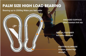 Kait Klip Kecil <span class=keywords><strong>Carabiner</strong></span> Baja Tahan Karat 304, Pengait Pegas untuk Berkemah, Mendaki, Klip untuk Tali, Rantai, Gantungan Kunci, Cincin Kunci - Product Image 4