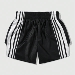 Custom Logo <b>Mens</b> Boxing Shorts Embroidered Satin <b>Trunks</b> with Wide Waistband and Optional Personalized Tags - Product Image 2