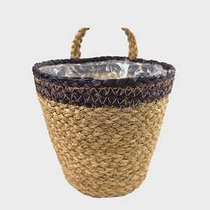 Cesta de almacenamiento tejida de algas marinas japonesas hechas a mano, arreglo floral creativo y juego de macetas de plantas verdes artificiales - Product Image 5