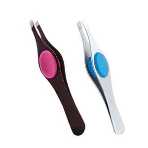 Juego de 4 pinzas inclinadas profesionales, colores personalizados, agarre de goma antideslizante, herramienta de belleza para extensiones de cejas y pestañas - Product Image 3