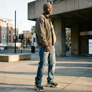 กางเกงยีนส์เดนิมสีครามทรงหลวมสไตล์สตรีทแวร์ Y2K สำหรับผู้ชาย ตัดเย็บแบบกระดุมสูง ทรงขาบาน แต่งลายกราฟิก 3 มิติ แบบทำเก่า - Product Image 5