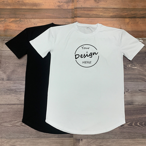 T-shirt de fitness pour hommes 95% coton 5% élasthanne sérigraphie personnalisée logo ourlet festonné coupe ajustée style décontracté solide vente en gros - Product Image 3