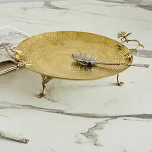 Sang Trọng Brass Phục Vụ Khay Với Hoa Xử Lý Và Dài Đứng Cho Nhà Và Nhà Hàng Có Sẵn Với Số Lượng Lớn Số Lượng Giá - Product Image 5