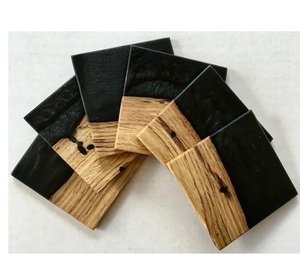 Posavasos redondo de resina Natural y madera para el hogar, posavasos de madera de acacia y resina epoxi personalizados de alta calidad, juego para beber té y café - Product Image 5