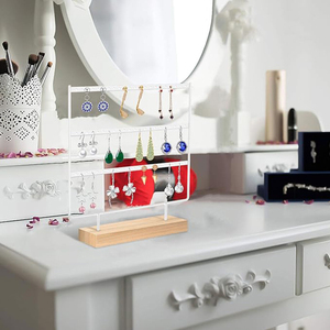 Élégant plateau à bijoux à base de bois en métal à 3 couches présentoir suspendu pour boucles d'oreilles avec organisateur et accessoire pour montrer les boucles d'oreilles - Product Image 5