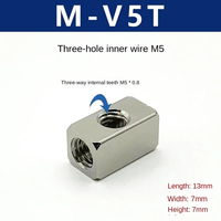 Type Cuivre Nickelé Métal Micro Connecteur Air Rectangle M5 Filetage Filetage Interne Té Filetage Interne Quatre Voies M5/M6