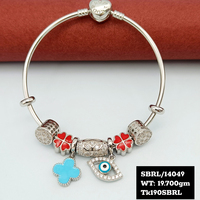 Bracelet jonc en argent sterling 925 plaqué rhodium fait main avec breloque suspendue, zircon cubique, tendance moderne, cadeau de fête