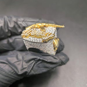 Square Custom Letter VVS Moissanite Diamond Sparkle 925 Sterling <b>Silver</b> Fency Hip Hop Luxury <b>Statement</b> <b>Ring</b> For Party Wear - Product Image 3