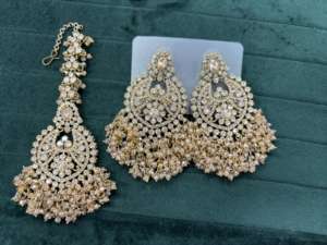 Conjunto de Collar Kundan Vintage, Joyería India, Conjunto de Boda con Cuentas de Moda para Novia, con Aretes con Diseño de Campanas de Perlas, Venta al por Mayor - Product Image 2