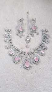 Juego de Joyas de Novia de Acero Inoxidable Étnico Real, Aniversario, Elegancia Tradicional, Diseño Clásico, Chapado en Plata, Cristales en Forma de Lágrima - Product Image 6