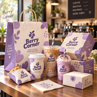Ensemble d'emballages personnalisés AT PACK pour café avec logo, sacs en papier, boîtes alimentaires, gobelets à café et fournitures à emporter pour la marque de boulangerie et de restaurant