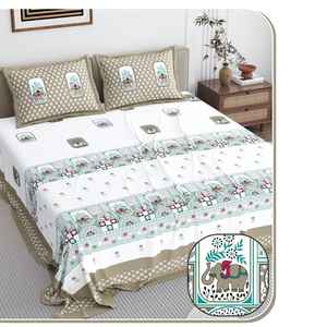 Stylish Quality Cotton 3 PCS Bedsheet Set Solid Floral Print Classic Style <b>Comfortable</b> and Great for Gifting - Product Image 3