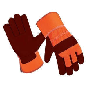 Guantes de Cuero Canadiense Resistentes con Dorso Fluorescente, Puño Reforzado con Goma, Protección de Seguridad para Manos con Forro de Algodón - Product Image 6