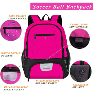 Sac à dos de sport personnalisé unisexe sac de football et de basket-ball d'élite avec compartiment à balles fermeture souple doublure en polyester - Product Image 4